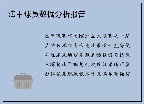 法甲球员数据分析报告